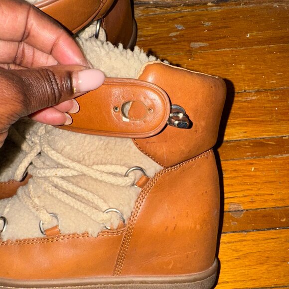 COACH Monroe Shearling Leather Hidden Wedge Women's Ankle Boot - Picture 3 of 6